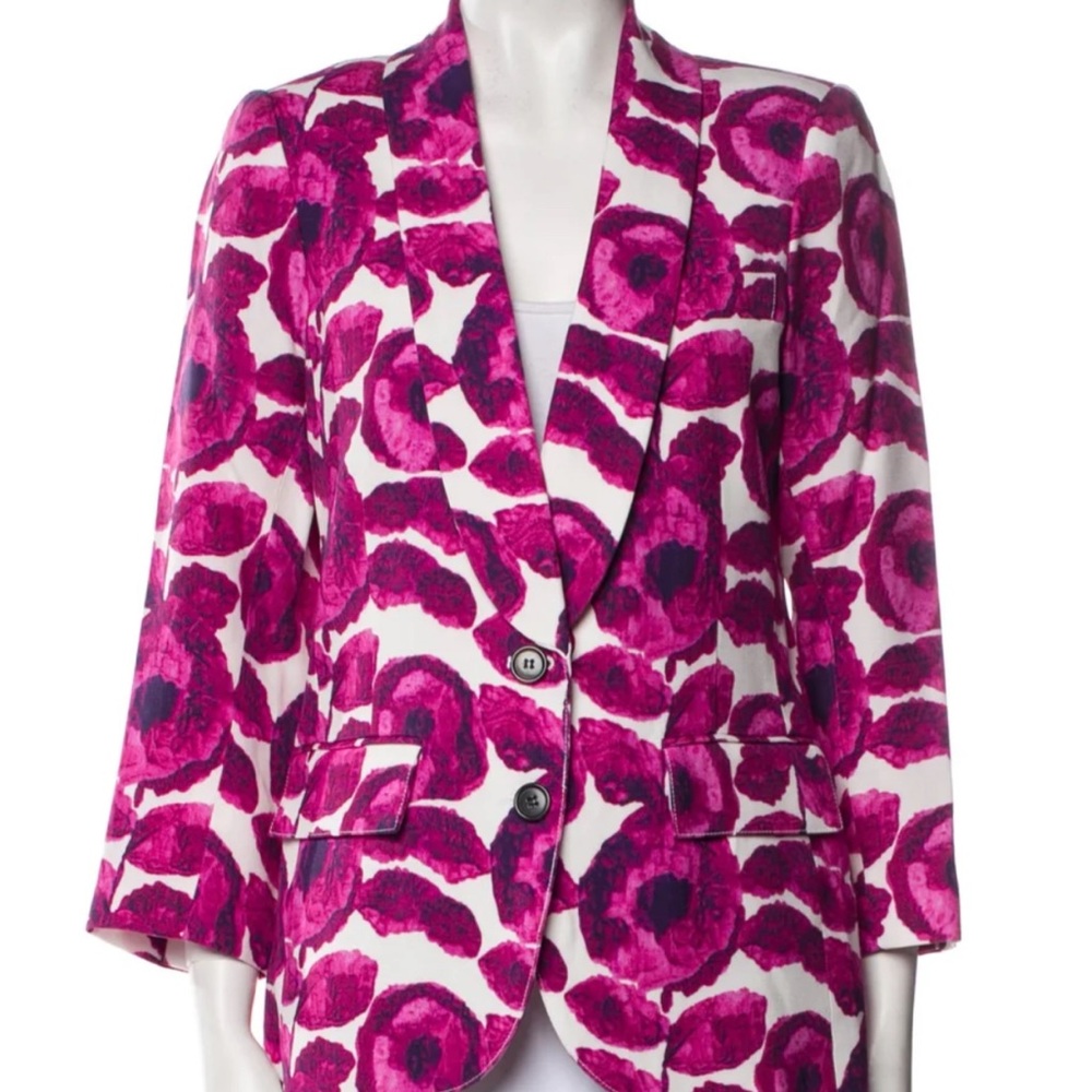 SMYTHE Dickens Shawl Blazer Begonia Floral 12 $895